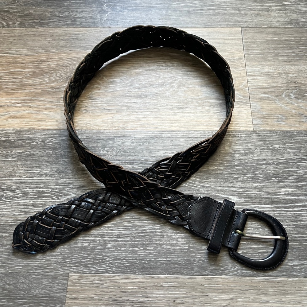 Braided Leather Belt - Black